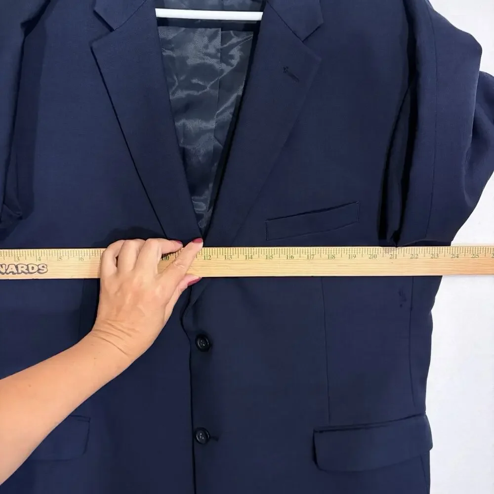 Pronto Uomo Platinum Blazer Men’s 50R Navy Blue 100% Wool 2 Button Sport Coat